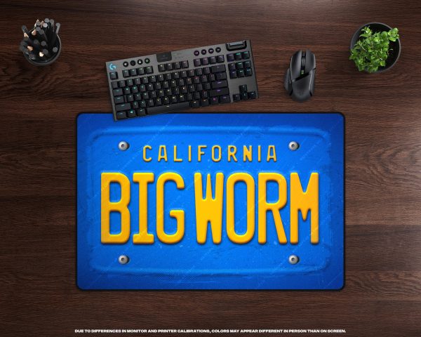BIG WORM License Plate Desk Mat • 12x18 BIG WORM License Plate Desk Mat • XL Mousepad