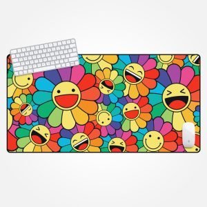 Happy Flowers Desk Mat • XL Mousepad